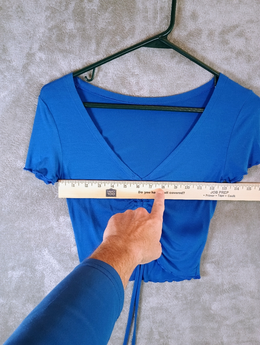 Navy Blue Ruched V-Neck Juniors Top XS - Picture 3 of 9